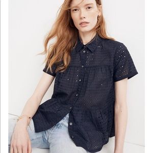 Madewell Eyelet Seamed Button-Down Shirt, NWT!